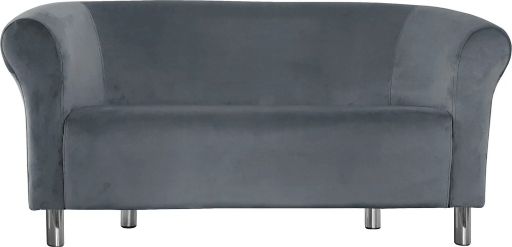Sofa Milo tkanina Welur wygodna sofa tapicerowana do salonu i poczekalni : Kolor nogi - Chrom, Kolor tkaniny - VELVET - BL14, Typ tkaniny - Velvet, Wysokość nogi - 15 cm