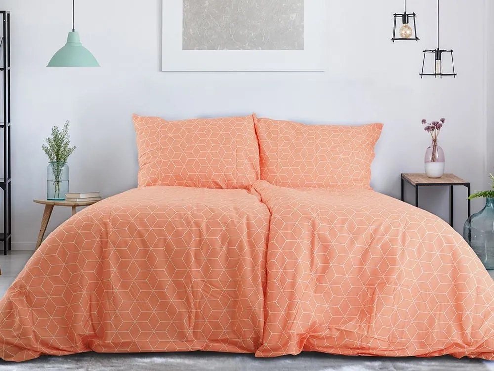 PrzytulneMieszkanie.pl PrzytulneMieszkanie.pl Pościel z bawełny renforcé OKTAGON pomarańczowa Rozmiar pościeli: 2 szt 70 x 90 cm | 200 x 220 cm