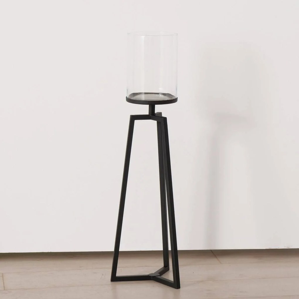 Szklane świeczniki na metalowym stelażu Cosa, 75-95 cm