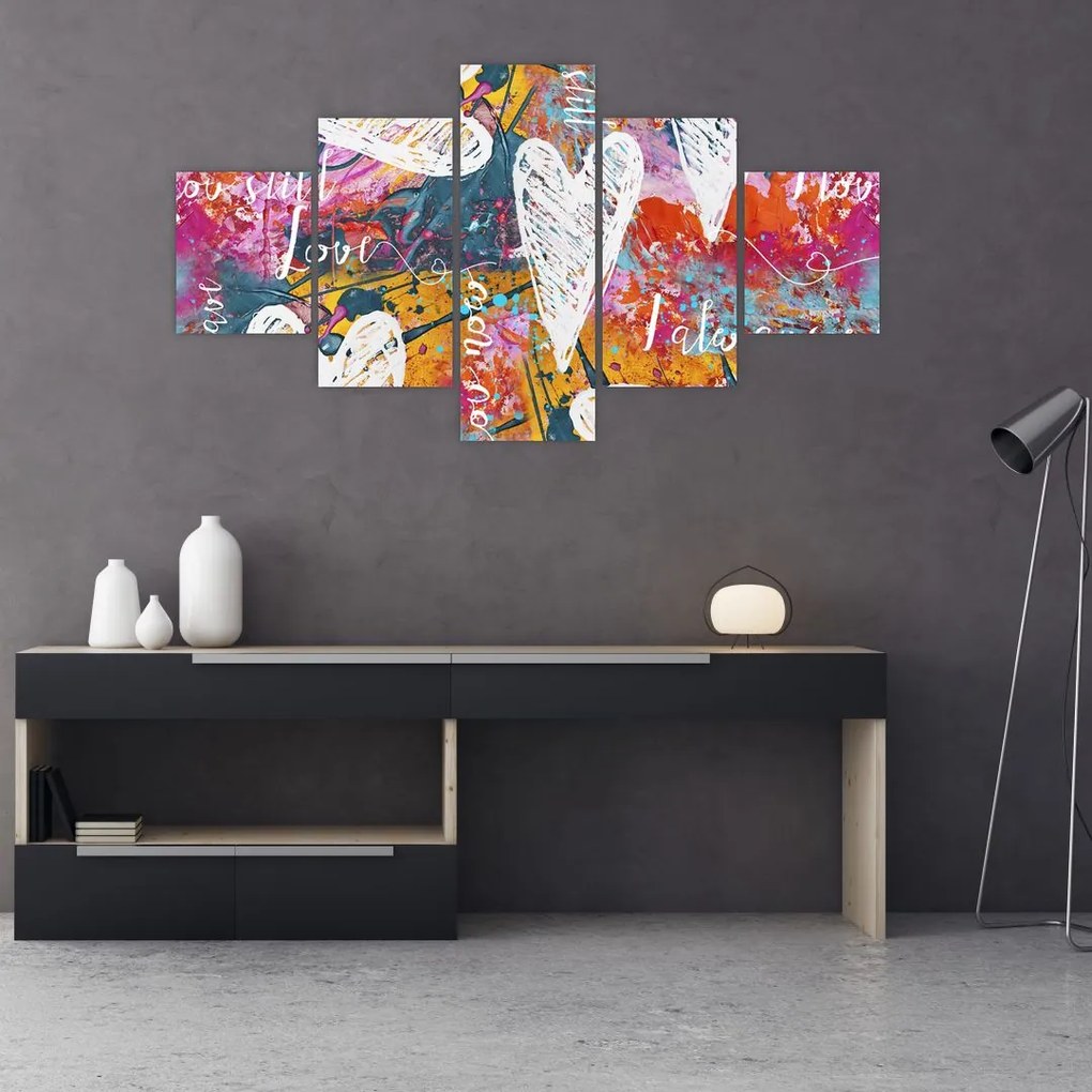 Obraz - Serce na abstrakcyjnym tle (125x70 cm)
