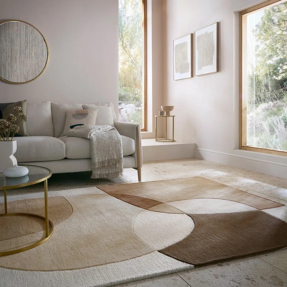 Brązowy/beżowy wełniany dywan tkany ręcznie 200x290 cm Glow – Flair Rugs