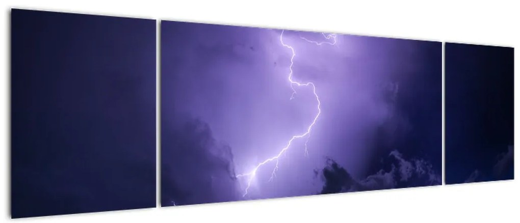 Obraz - fioletowe niebo i błyskawica (170x50 cm)