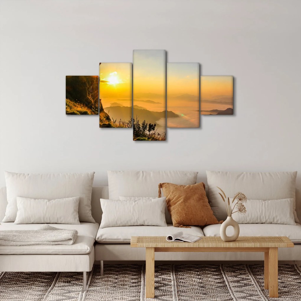 Obraz doliny w porannej mgle (125x70 cm)