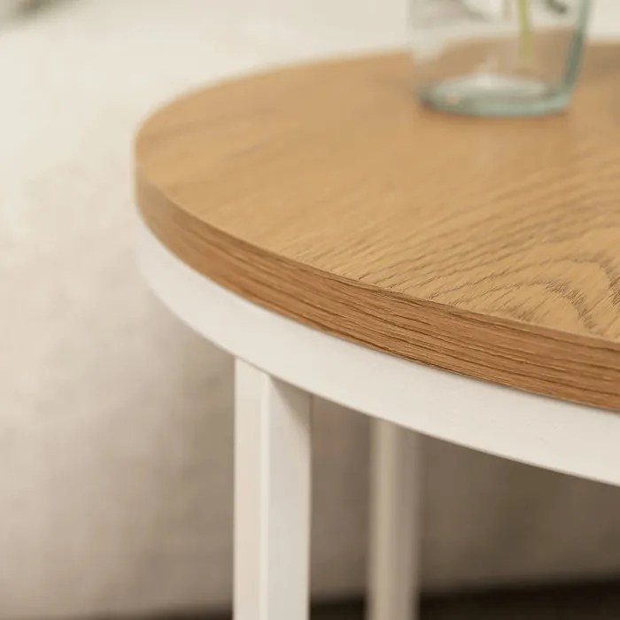 Stolik Kawowy ANN 53 cm Dąb/Biały Skandynawski