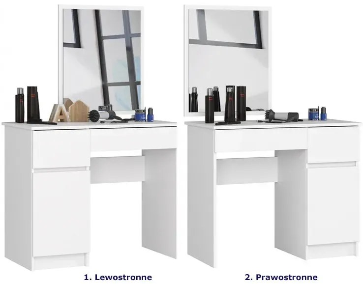 Białe biurko z toaletką z lustrem do sypialni lewostronne - Wogi 4X