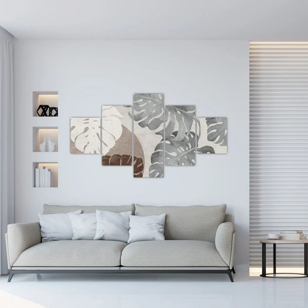 Obraz - Wzór z liśćmi (125x70 cm)