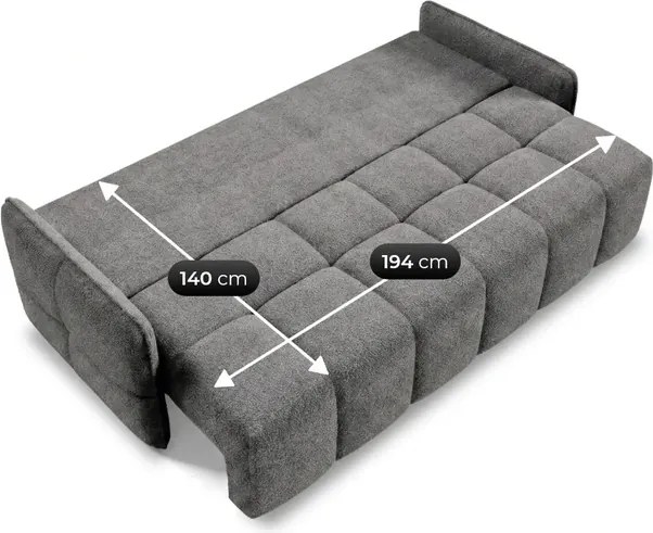 Sofa PURE Rozkładana Dwuosobowa Ciemnoszara Boucle Japandi
