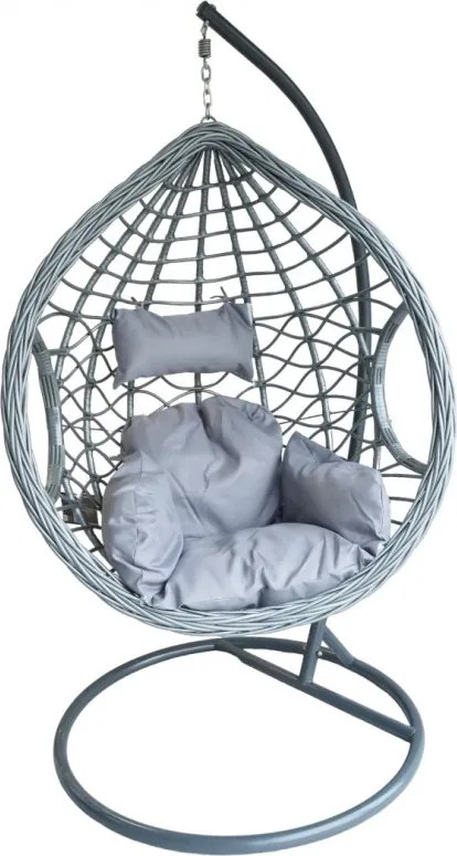 Szare wiszące krzesło NORVIA ze stojakiem