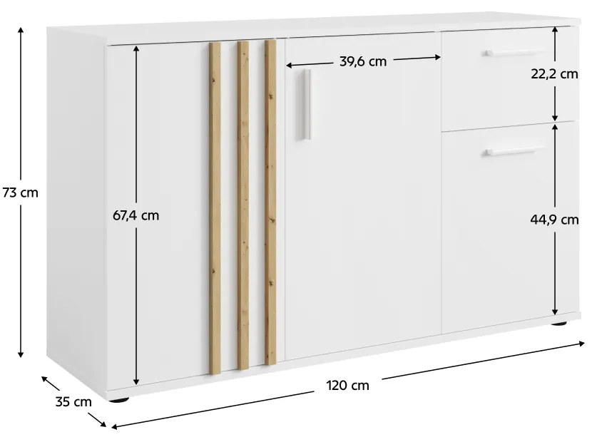 Komoda TOLIS 3D1S, biała
