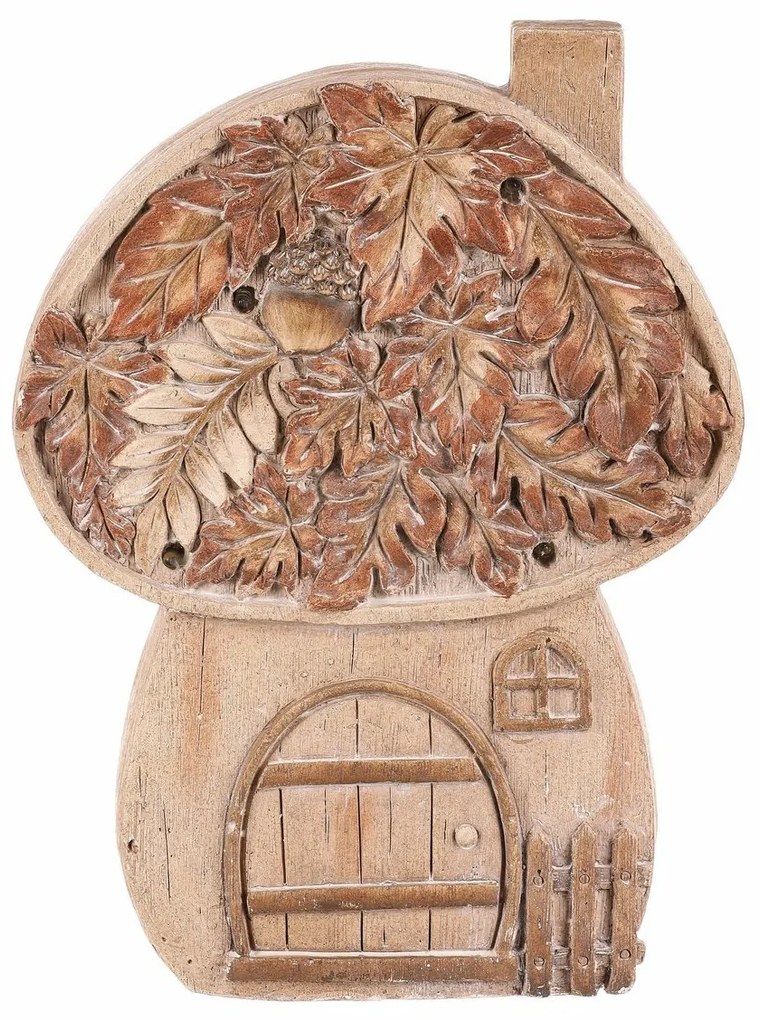 Jesienne dekoracje Domek grzybowy z oświetleniem,24 x 10 x 32 cm, magnez, imitacja drewna