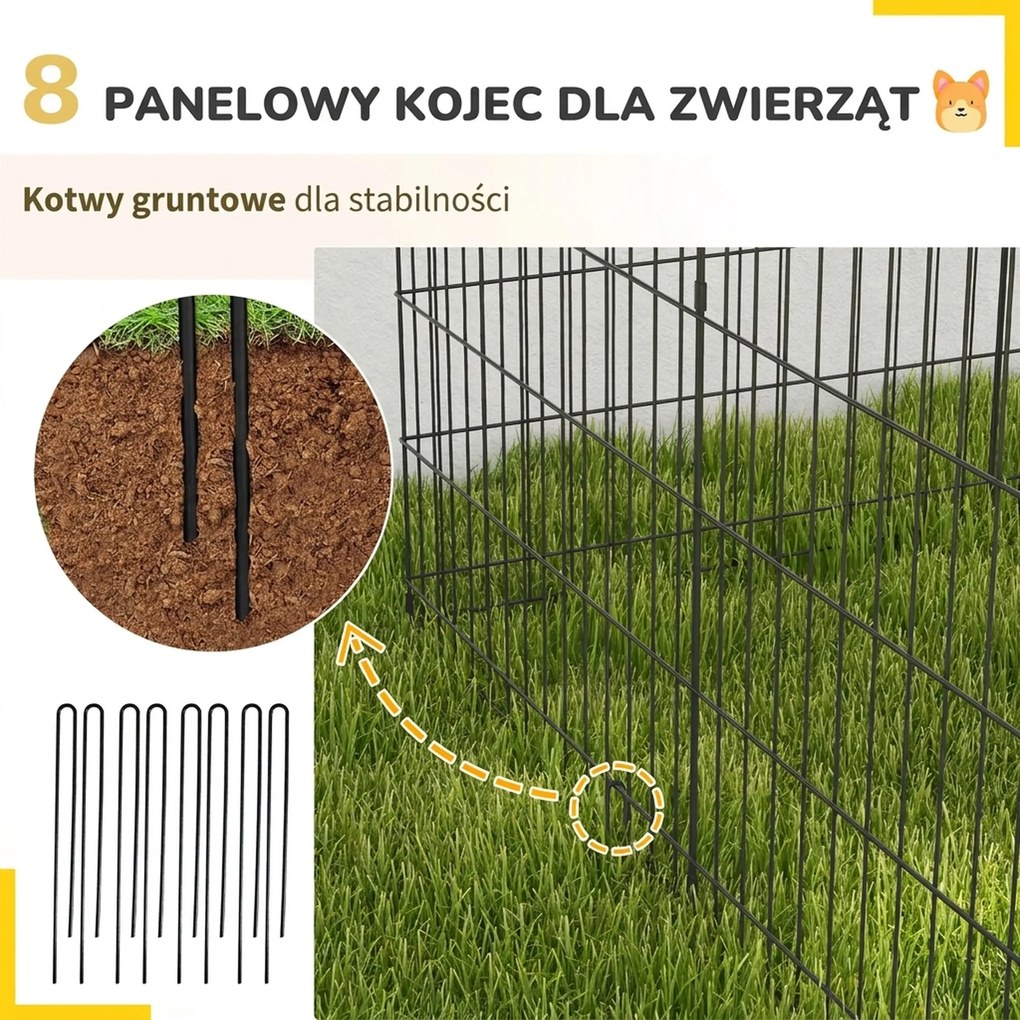 PawHut Wybieg dla zwierząt domowych, zagroda dla szczeniąt i małych psów, z drzwiami, do użytku wewnątrz i na zewnątrz, 76 cm, Czarny