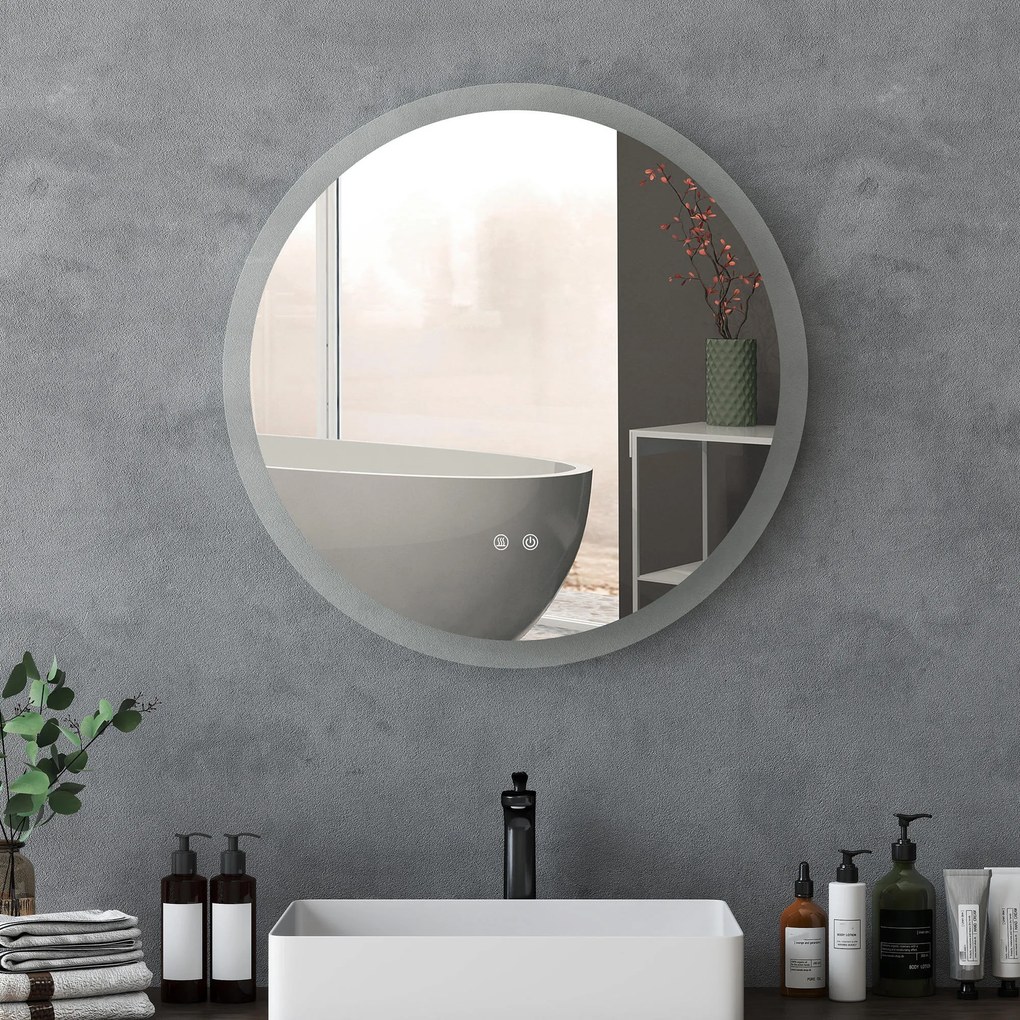 kleankin Lustro łazienkowe z oświetleniem LED Sensor dotykowy Funkcja przeciwparoobrazkowa