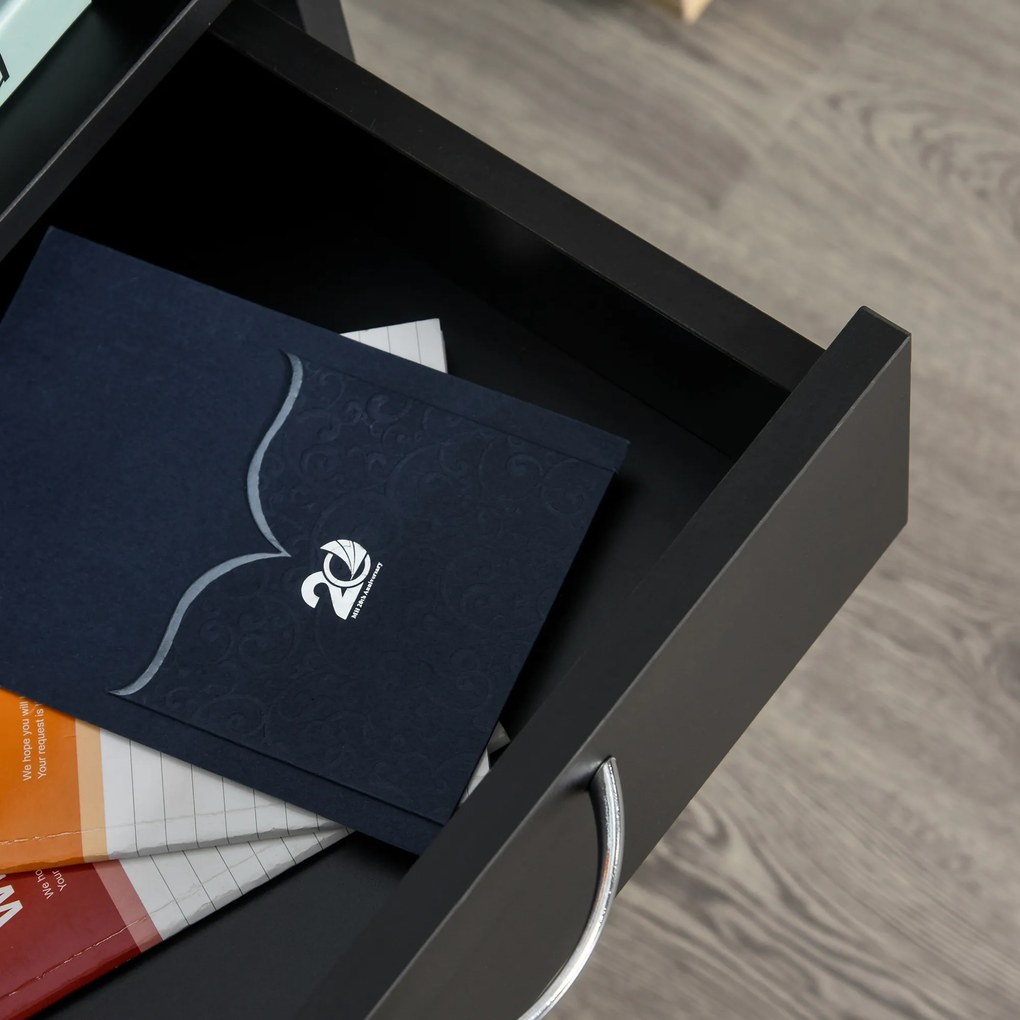 HOMCOM Kontener na kółkach z szufladami, 1 półka, 1 szuflada, 40 cm x 35 cm x 60 cm, Czarny