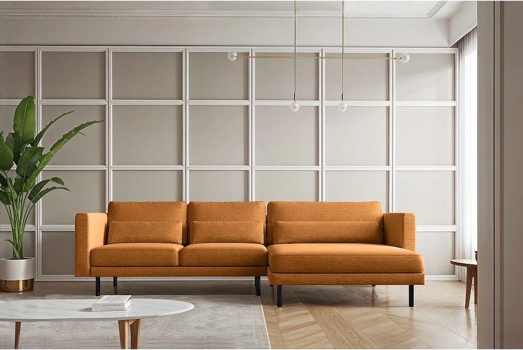 Narożnik w kształcie L Dani L, tkanina Verita, Miedziany, Prawy