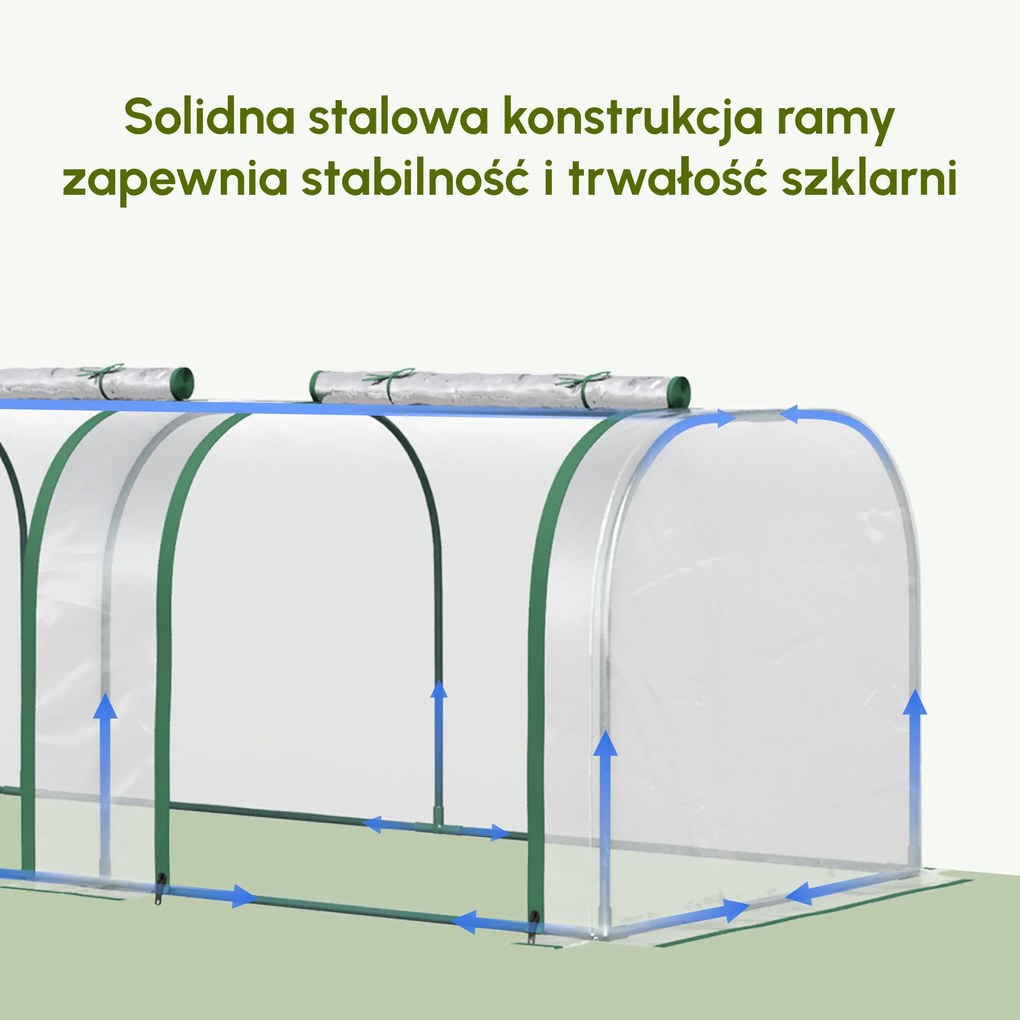 Outsunny Szklarnia Foliowa Cieplarnia Ogród Warzywny z Drzwiami Hodowla Roślin 295x100x80cm Przezroczysta | Aosom PL