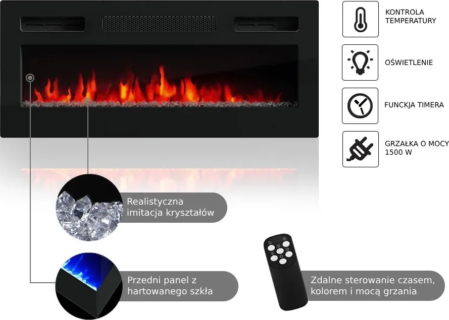 Szafka RTV z kominkiem Duke 01 biały mat/biały połysk