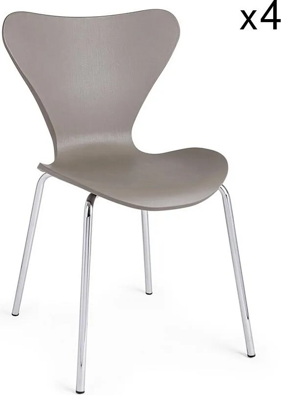 Zestaw 4 krzeseł z wielbłądziego polipropylenu i chromowanych stalowych nóg - TESSA