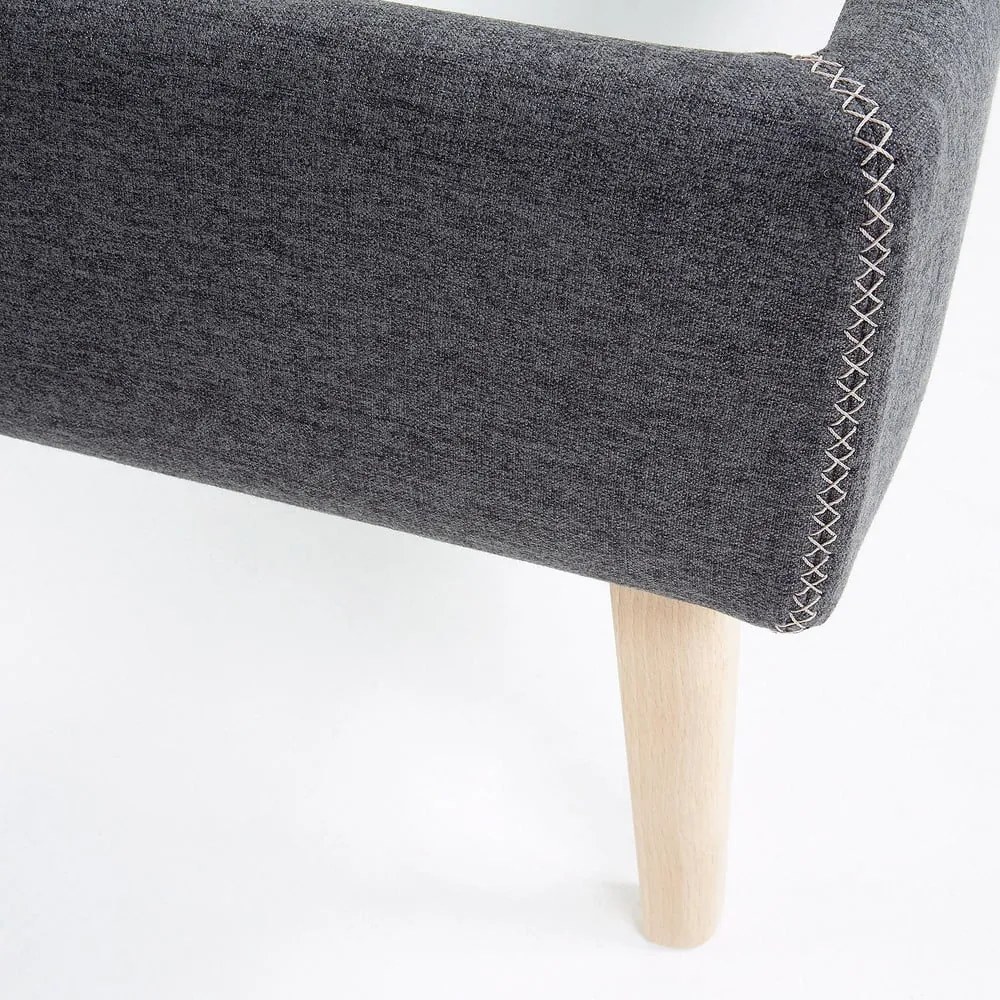 Ciemnoszare tapicerowane łóżko Kave Home Lydia, 90 x190 cm