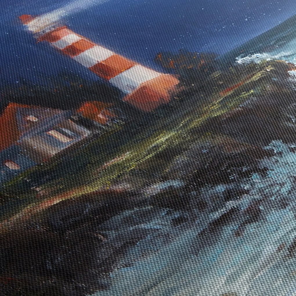 Obraz - Latarnia morska na brzegu oceanu, akwarela (125x70 cm)