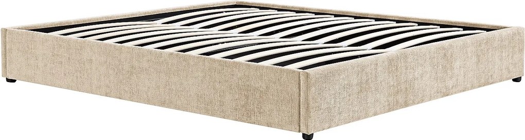 Łóżko ze skrzynią 160 x 200 cm z tkaniny teksturowanej - Beżowe - FIRMEO od YSMÉE