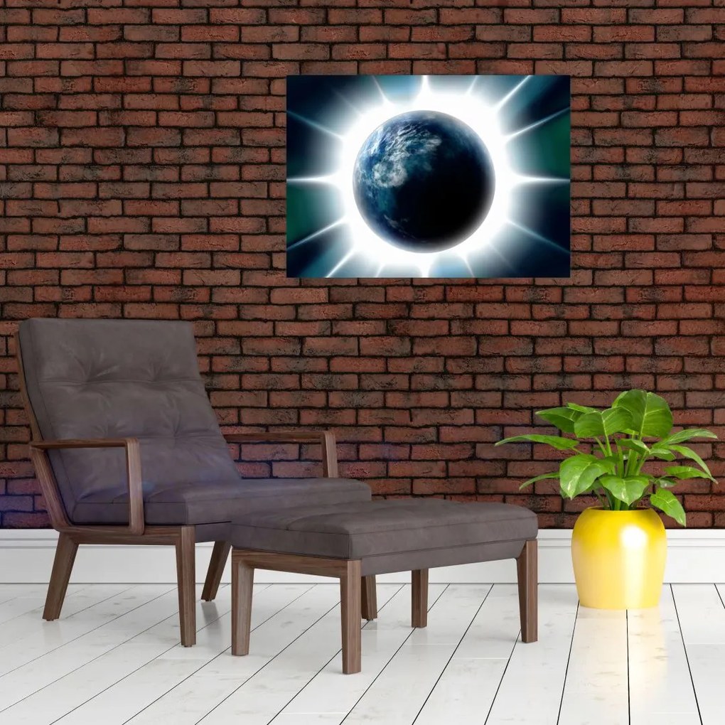 Obraz na szkle - napromieniowana planeta (70x50 cm)