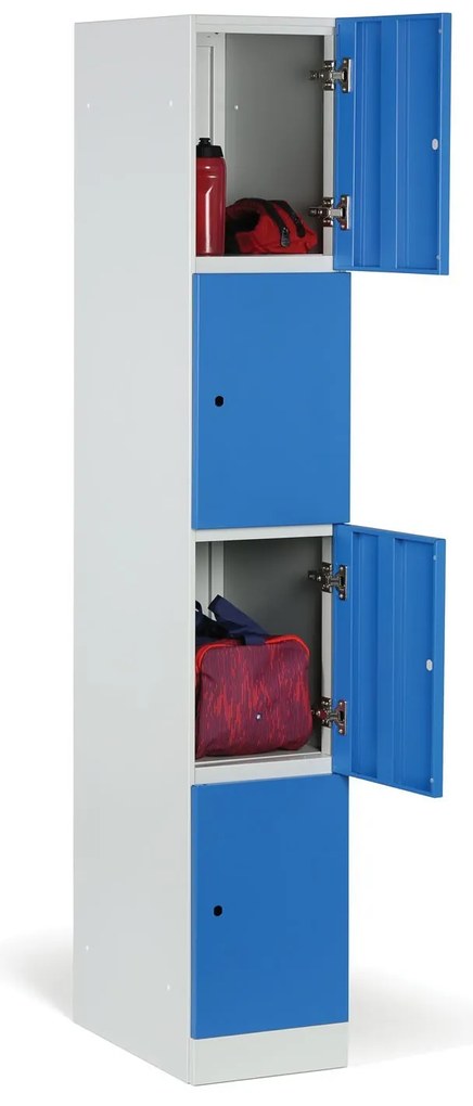 Szafka skrytkowa S1, 4 schowki, 1850 x 300 x 500 mm, demontaż, zamek cylindryczny, drzwi ciemnoszare