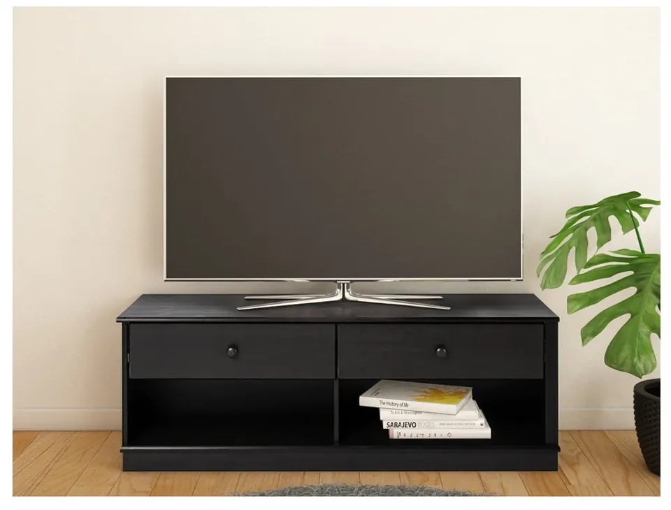 Ciemnobrązowa szafka pod TV z litego drewna sosnowego 137x47 cm Anita – Støraa