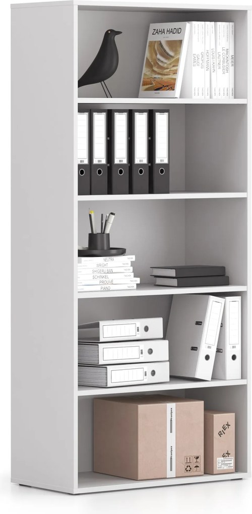 Regał biurowy BLOCK, 800 x 400 x 1748 mm, biały