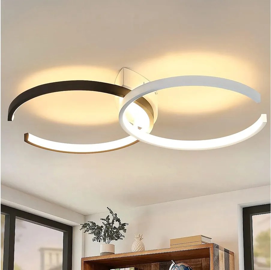 Czarno-biała lampa sufitowa LED Nettlife, 24 W, nowoczesna lampa sufitowa, 54 cm, 3000 K, ciepła biel, do salonu, sypialni, kuchni, pokoju dziecięcego.