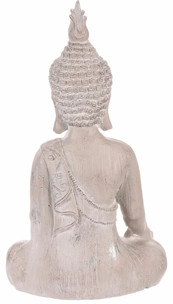 Dekoracja statuetka siedzącego Buddy, szara,poliresina, 30 x 22 x 54 cm