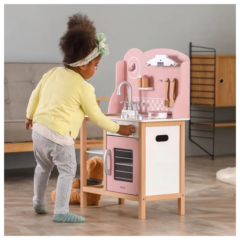 Viga polarb drewniana kuchnia z akcesoriami silver - pink