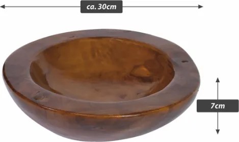 Misa z drewna tekowego ręcznie robiona 30 cm dekoracyjna