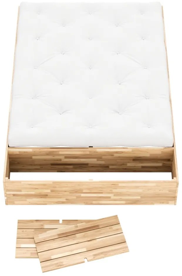 Łóżko dwuosobowe z litego drewna sosnowego ze schowkiem i stelażem 140x200 cm Basement Bed – Karup Design