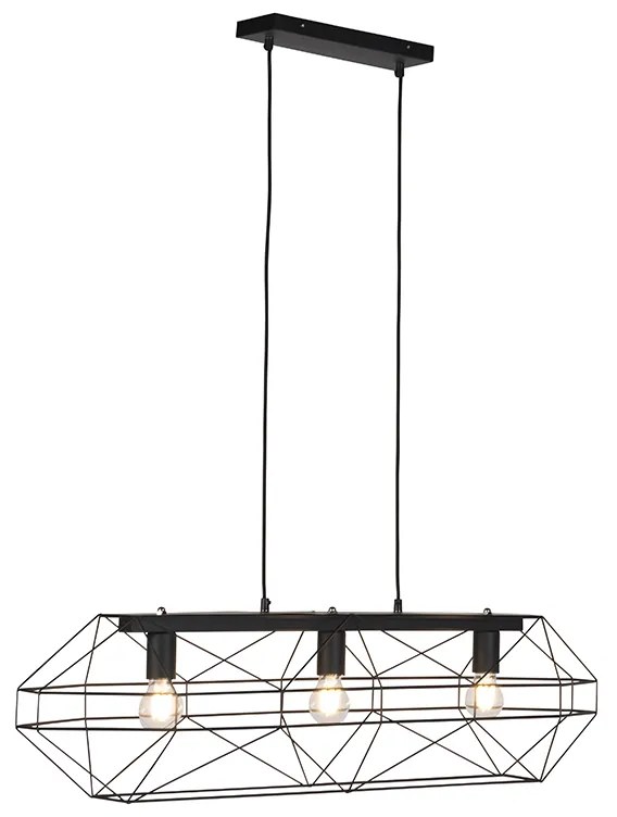 Industrialna lampa wisząca czarna 3-światłowa - Carcass
