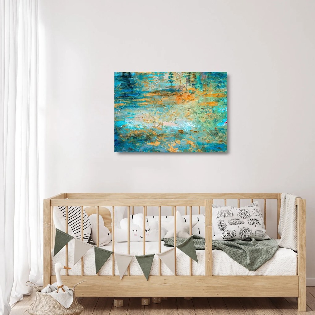 Obraz na szkle niebieskiej abstrakcji (70x50 cm)