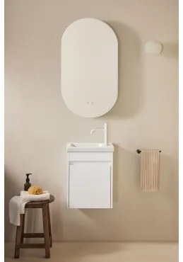 Zestaw Wiszących Mebli Łazienkowych Zintegrowany Z Umywalką Narek Biała & Owalny Z Miejscem Do Przechowywania Czarny 50x90 - Sklum