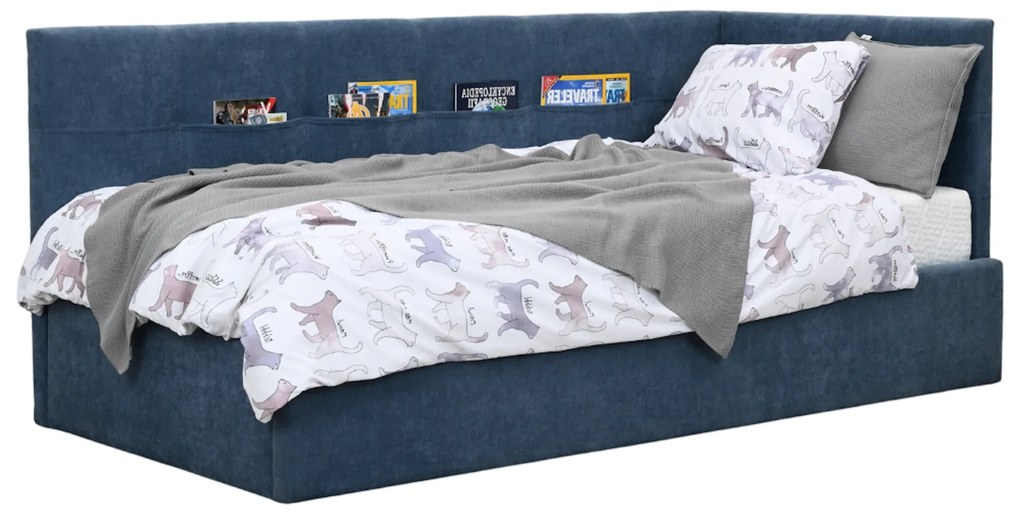 Łóżko młodzieżowe Buba 90x200 lub 120x200 cm (narożne wezgłowie z kieszeniami na drobiazgi)