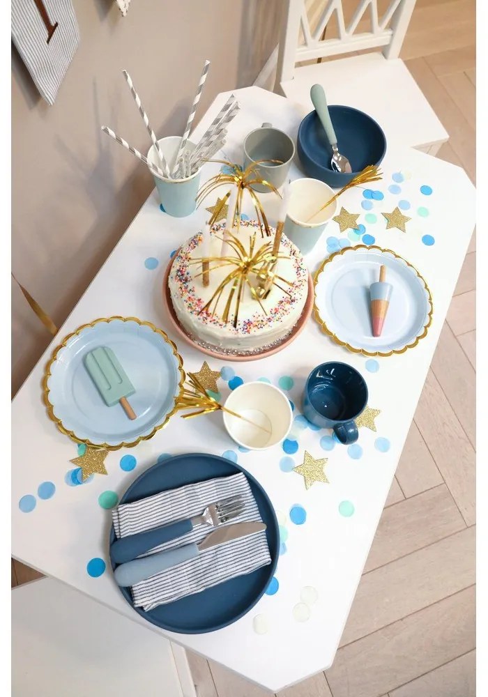 Zielono-niebieskie sztućce dla dzieci z silikonu 3 szt. Ocean Mix – Cam Cam Copenhagen