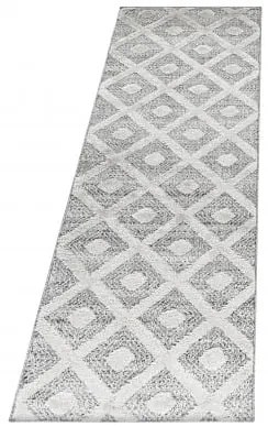 Dywan nowoczesny 3D La Casa romby kremowo-szary 80 cm x 250 cm