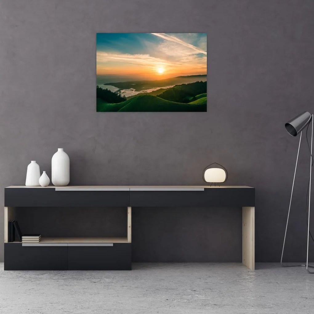 Obraz wschodu słońca nad morzem (70x50 cm)