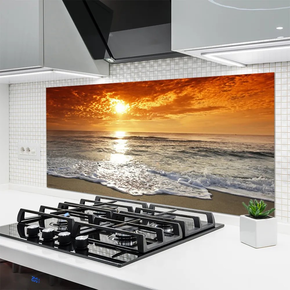Panel Szklany do Kuchni Zachód Słońca nad Horyzontem