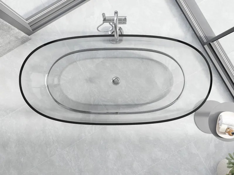 Mexen Pure wanna wolnostojąca transparentna 170 x 80 cm, clear, korek chrom - 58071708008