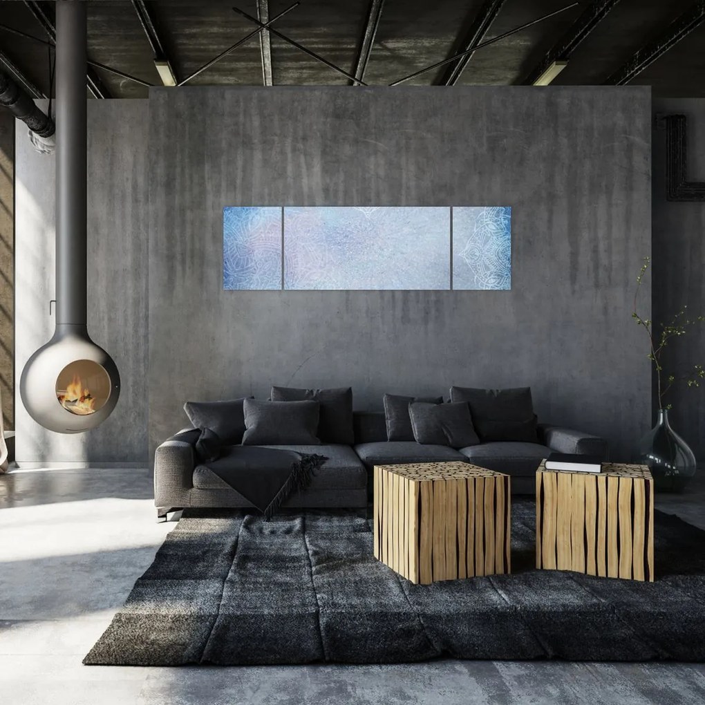 Obraz - Mandale w niebieskim (170x50 cm)