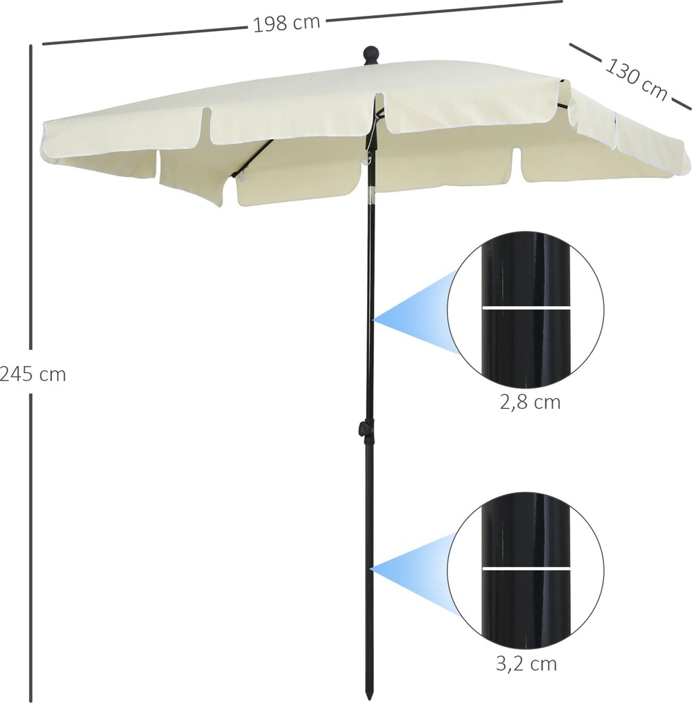Outsunny Parasol Ogrodowy Składany Ochrona UV Kremowy Czarny Stylowy i Praktyczny do Ogrodu Balkonu Plaży | Aosom PL