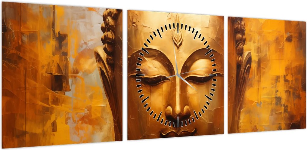 Obraz - Budda, obraz olejny (z zegarem) (90x30 cm)