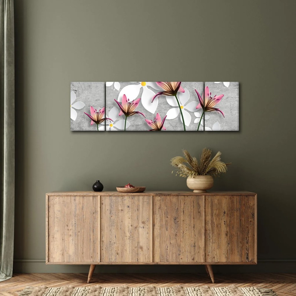 Obraz kwiatowej abstrakcji (170x50 cm)