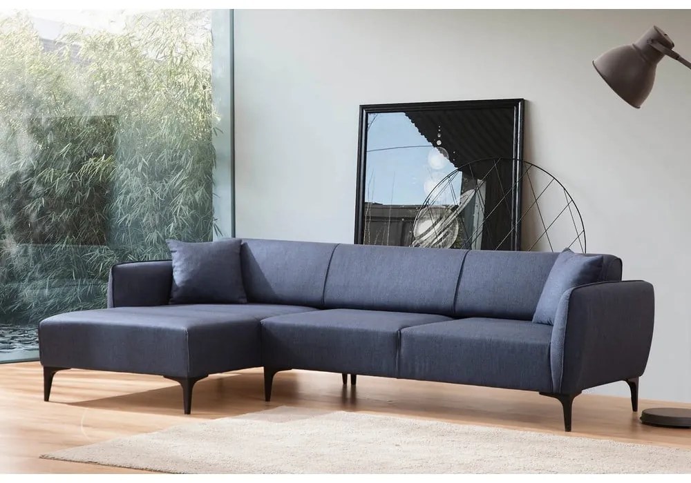 Niebieska sofa narożna Belissimo, lewy narożnik – Balcab Home