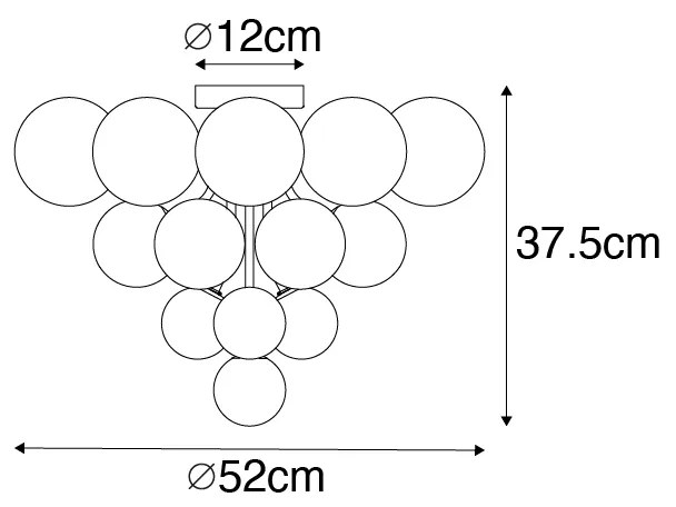 Plafon art deco czarny z przydymionym i czystym szkłem 10-świateł - Bonnie