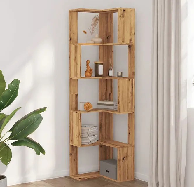 Pięciopoziomowy regał narożny dąb artisan Z4-E01