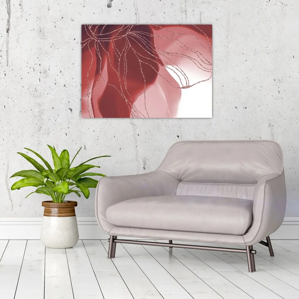 Obraz na szkle - Czerwony abstrakcyjny kwiat N⁰1 (70x50 cm)